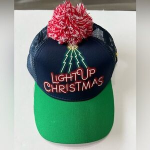 NWOT Walmart Light Up Christmas Pom Pom Adjustable Baseball Cap